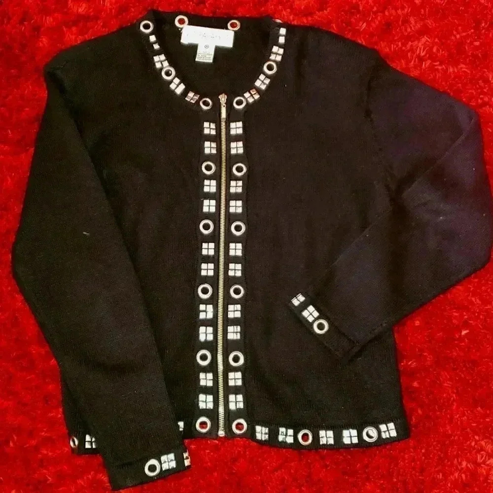Vintage Victoria Harbour Embellished  Sweater Cardigan Womens MEDIUM LARGE